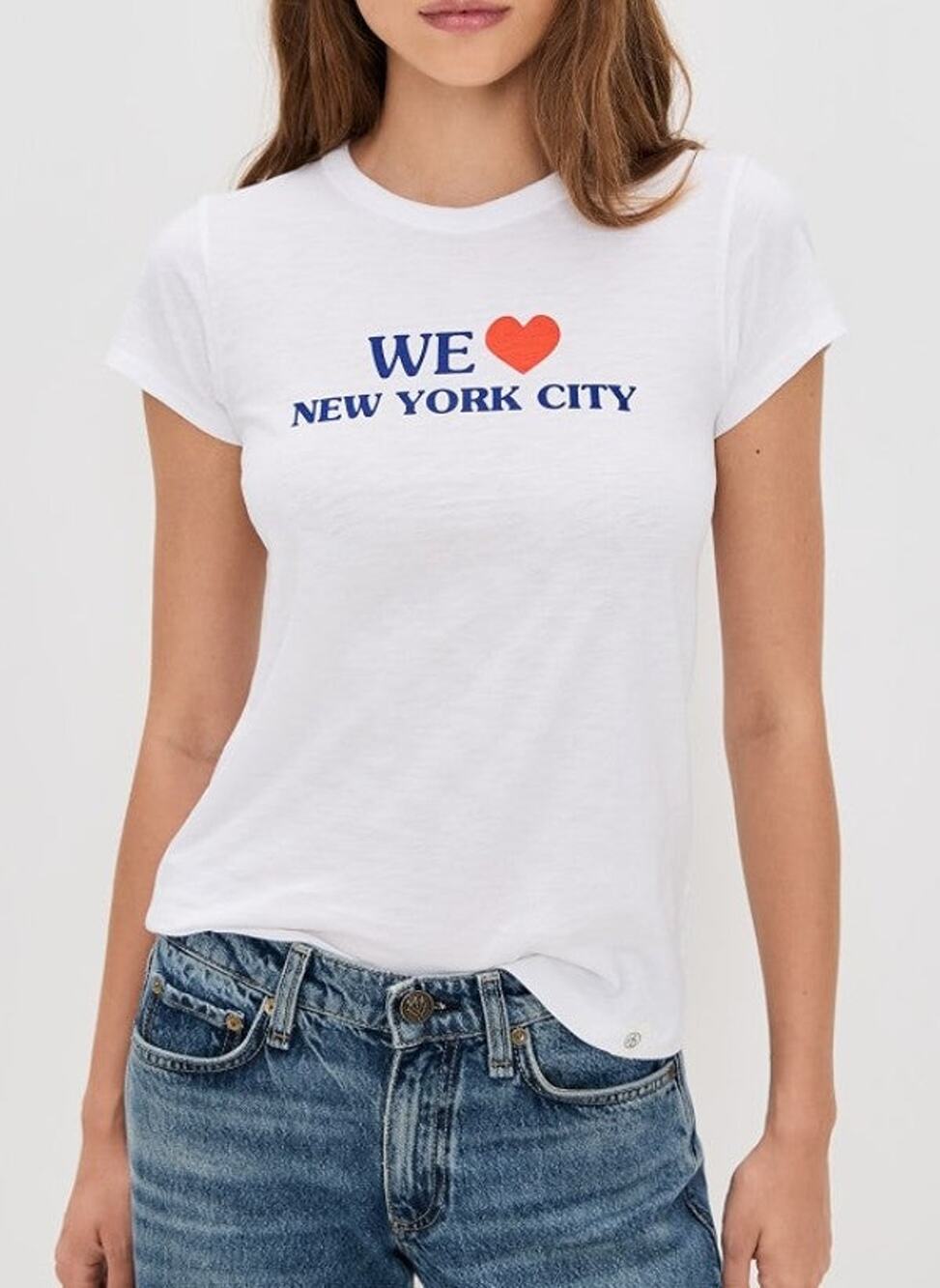 Rag & Bone We Heart NYC White Graphic Cotton Tee Small